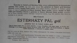 Gróf Esterházy Pál halotti értesitöje