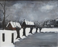 Havas téli táj - olaj-vászon festmény