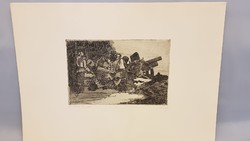 Gyula Feledy (1928-2010) historical etching, red shooters