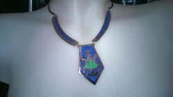 Great handicraft - silver-plated enamel Mexican necklace-collar-collie