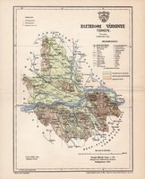 Esztergom vármegye térkép 1893 (1), lexikon melléklet, Gönczy Pál, 23 x 29 cm, megye, Posner Károly