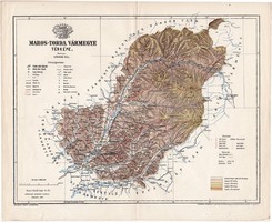 Maros - Torda vármegye térkép 1895 (4), lexikon melléklet, Gönczy Pál, 23 x 29 cm, megye, Posner K.