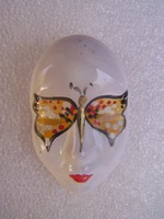 Velencei maszk- fajansz bross  Kézzel festett, aranyozott  porcelánfajansz. 