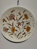 Falitál majolika, 30 cm. virágokkal gyönyörű dekoratív, nagy méretű 