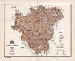 Sáros vármegye térkép 1897 (4), lexikon melléklet, Gönczy Pál, 23 x 29 cm, megye, Posner Károly