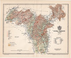 Nyitra vármegye térkép 1896 (5), lexikon melléklet, Gönczy Pál, 23 x 29 cm, megye, Posner Károly