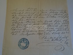 D172639 Régi irat  BACHÁT Dániel ev. lelkész k. püspök által kiállított irat, Budapest 1875 Wachek N