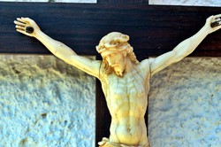 42. Antique, ivory Jesus Christ (12 cm), 30 cm imposing crucifix, cross, corpus