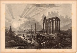 Athén romjai (2), fametszet 1881, metszet, nyomat, 33 x 49 cm, Ország - Világ, újság, Görögország