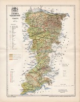 Temes vármegye térkép 1897 (3), lexikon melléklet, Gönczy Pál, 23 x 30 cm, megye, Posner Károly