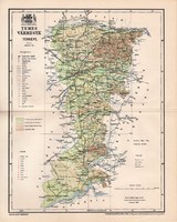 Temes vármegye térkép 1897 (2), lexikon melléklet, Gönczy Pál, 23 x 29 cm, megye, Posner Károly