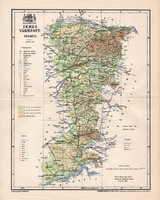 Temes vármegye térkép 1897 (5), lexikon melléklet, Gönczy Pál, 23 x 29 cm, megye, Posner Károly