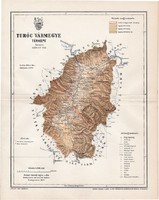 Turóc vármegye térkép 1897 (1), lexikon melléklet, Gönczy Pál, 23 x 30 cm, megye, Posner Károly