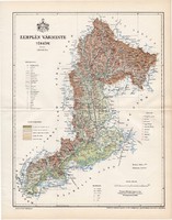 Zemplén vármegye térkép 1894 (2), lexikon melléklet, Gönczy Pál, 23 x 30 cm, megye, Posner Károly