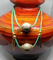 Chohua jasper necklace with 2 18 mm pearls