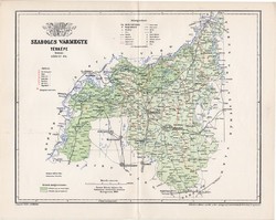 Szabolcs vármegye térkép 1897 (2), lexikon melléklet, Gönczy Pál, 23 x 29 cm, megye, Posner Károly
