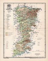 Temes vármegye térkép 1897 (1), lexikon melléklet, Gönczy Pál, 23 x 30 cm, megye, Posner Károly