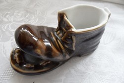 Szakadt bakancs forma porcelán hamu tartó,gyűrű tartó, kis kaspó