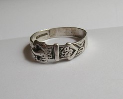Régi, antik angol övcsat ezüst gyűrű, uniszex