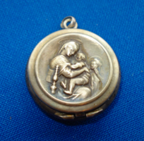 Antique silver openable pendant - Mary with the child Jesus