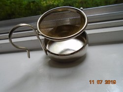 Ezüstözött tea csepegtető fém hálós szűrővel