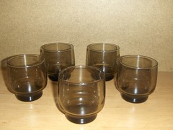 Retro füstszínű üveg pohár készlet 5 db-os (K)