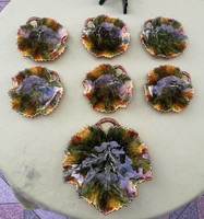 Schütz Cilli majolika szecessziós asztalközép kínáló, őszi szines levelek dekoráció! 