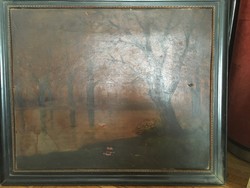 Erdőrészlet antik olaj festmény