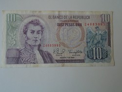 G029.86  Bankjegy  Colombia Kolumbia 10 pesos oro 1980 