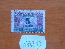 MAGYARORSZÁG 5000 KORONA / 5 FILLÉR 1927-es 1924-s bélyegek felülnyomtatva 172D
