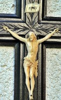 44. Antique, ivory Jesus Christ 14 cm, 35, cm crucifix, meticulous, cross, corpus