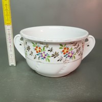 Porcelán nagy komacsésze, színes, aranyozott virágmintás dekorral (1234)