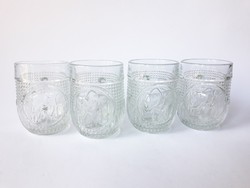 4 db retro üvegpohár elefánt mintával - gyerek poharak