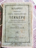 Kogutowicz Manó Budapest térkép 1908, 3.kiadas,Hatalmas! Szövet alapon! 