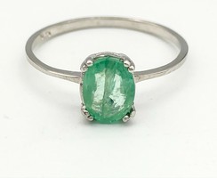 5.19 ct Smaragd köves ezüst gyűrű, természetes-kezeletlen smaragddal