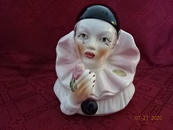 Italian porcelain figure, harlequin, pierrot clown, height 18 cm. He has!