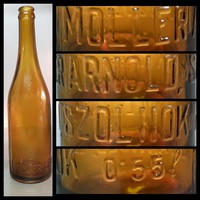 "Moller Arnold Szolnok 0,55 l" világosbarna sörösüveg (1235)