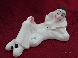 Italian porcelain figure, harlequin, pierrot clown, length 18 cm. He has!