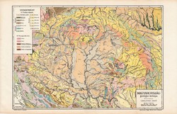 Nagy - Magyarország geológiai térkép 1913, atlasz, eredeti, Kogutowicz Manó, Cholnoky Jenő, kőzet