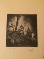 Sugár Andor - Golgota, 1925 körül, rézkarc, neoklasszicizmus,