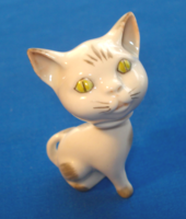 Art deco, green-eyed porcelain ring-holder kitten, cat