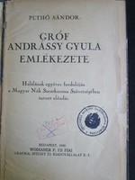 Pethő Sándor : Gróf Andrássy Gyula emlékezete. Halálának egyéves évfordulójára 1930 Michel Gyarmathy
