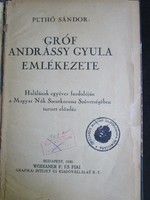 Pethő Sándor : Gróf Andrássy Gyula emlékezete. Halálának egyéves évfordulójára 1971 Michel Gyarmathy