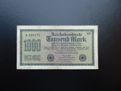1000 márka 1922 Németország fekete sorszám 