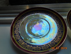 2 Altwien mother-of-pearl glaze laced gold pattern tea cup coasters