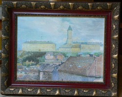 Boemm ritta : buda - watercolor painting in a nice frame with exhibition labels