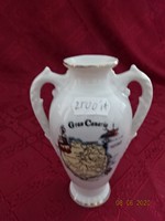Spanish porcelain, memorial vase with two ears. Gran Canaria. Its height is 13 cm. He has!