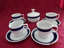 Ravenclaw porcelain coffee cup + coaster, cobalt blue stripe. He has!