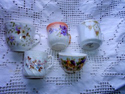 5 db Antik  porcelán  csésze  együtt -az ár az 5 db-ra vonatkozik