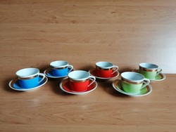 Hollóházi porcelán színes kávés csésze készlet (z-3)